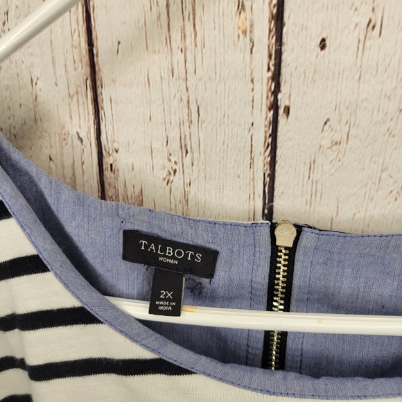 Talbots Cotton Stripped Dress - Picture 4 of 11